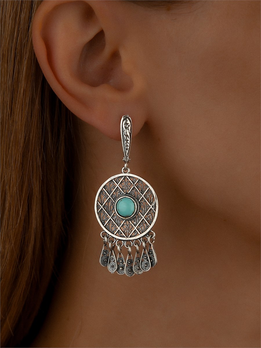 Серьги из серебра с бирюзой 2356