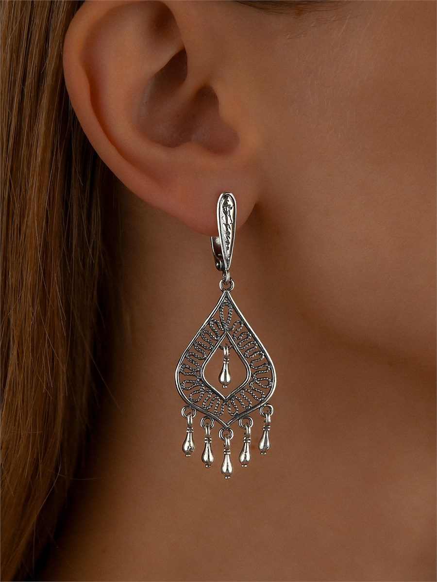 Серьги из серебра с филигранью 2410