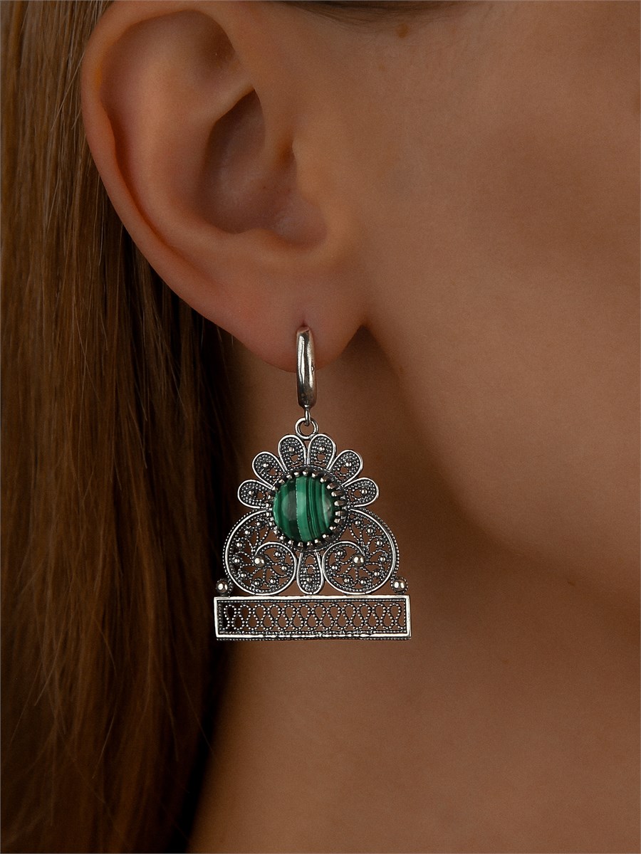 Серьги из серебра с Малахитом 2421