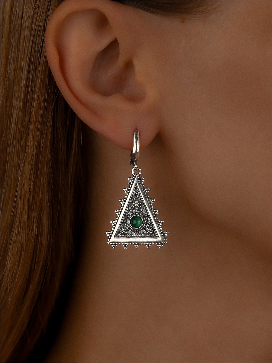 Серьги из серебра с хризопразом 2455