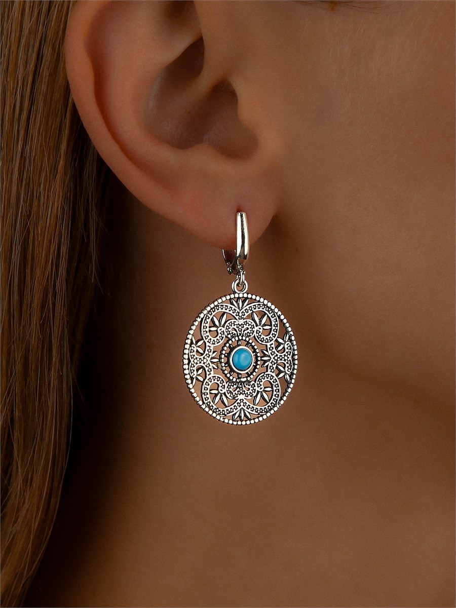 Серьги из серебра с бирюзой 2967