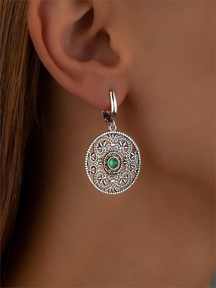 Серьги из серебра с хризопразом 2966