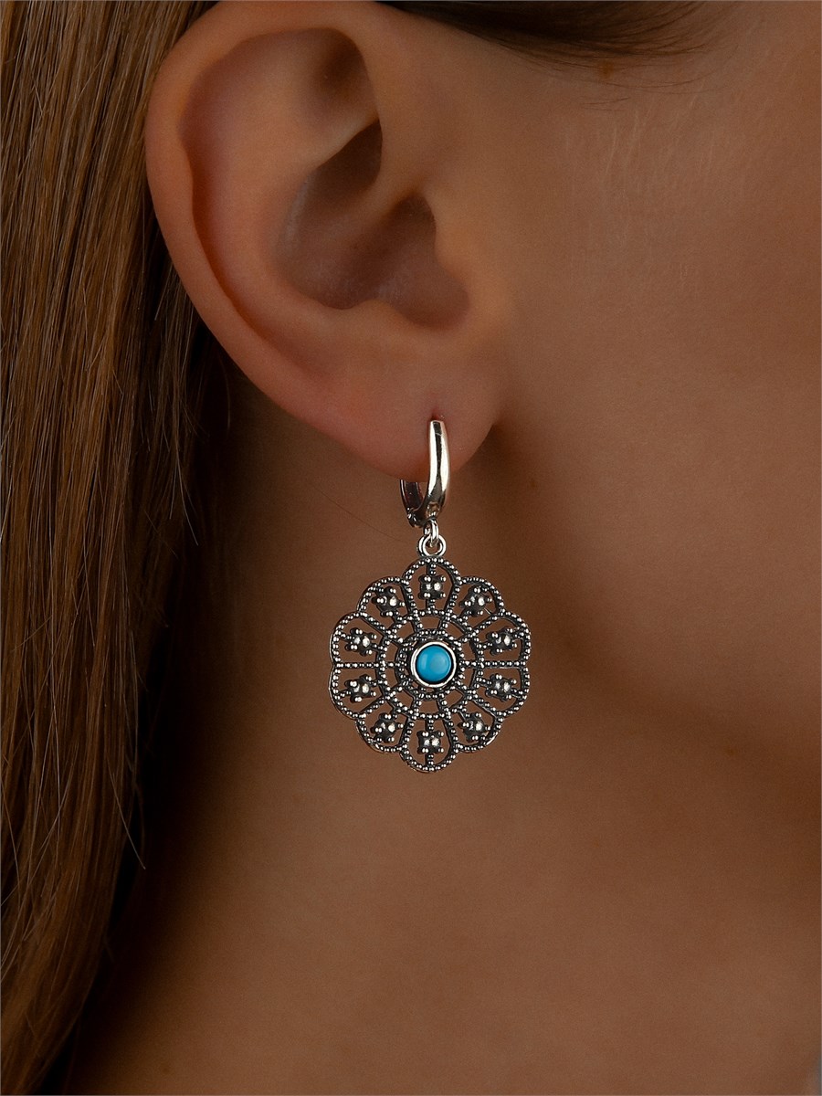 Серьги из серебра с бирюзой 2969