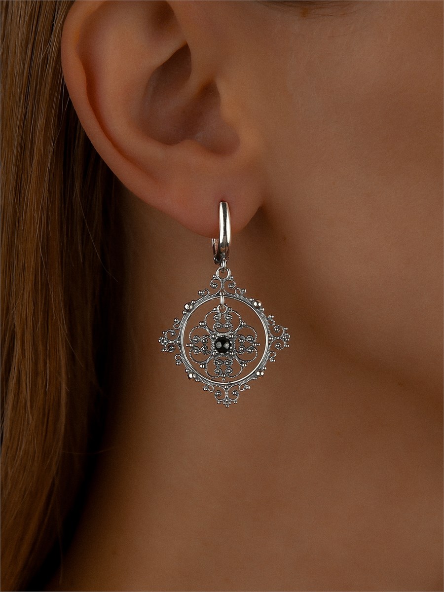 Серьги из серебра  с агатом 2974