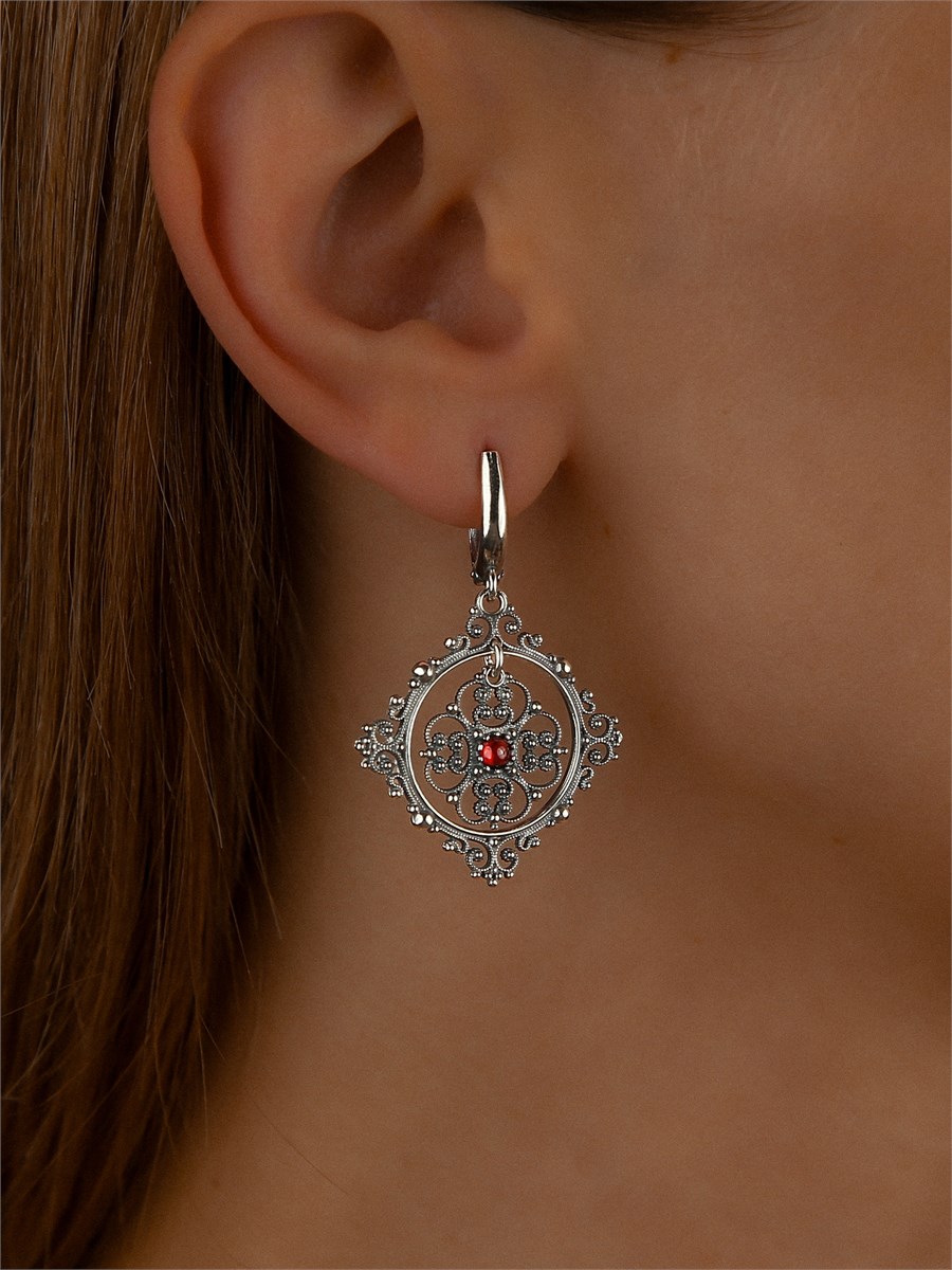 Серьги из серебра  с сердоликом 2975