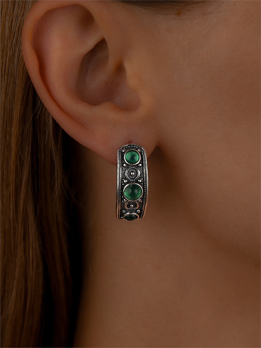 Серьги из серебра с хризопразом 2981