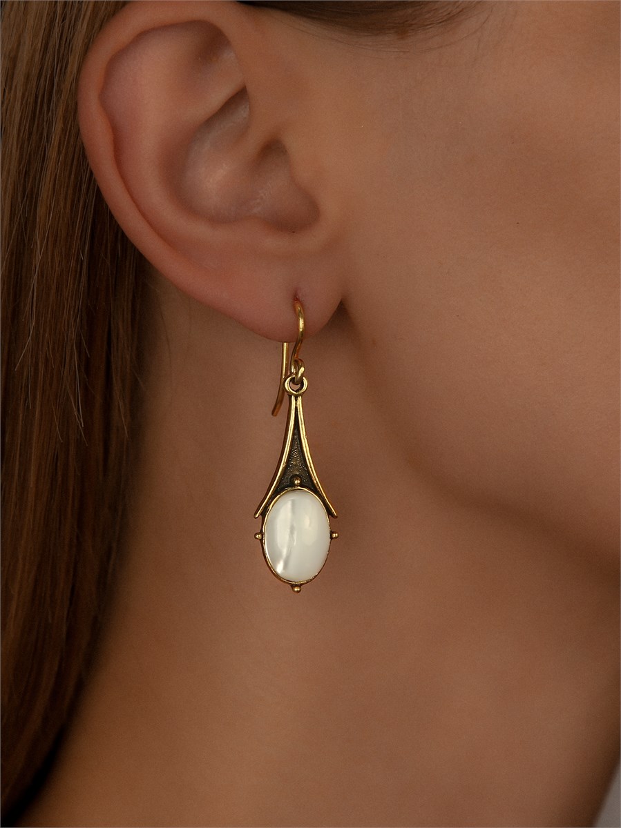 Серьги из серебра с перламутром и позолотой 2025