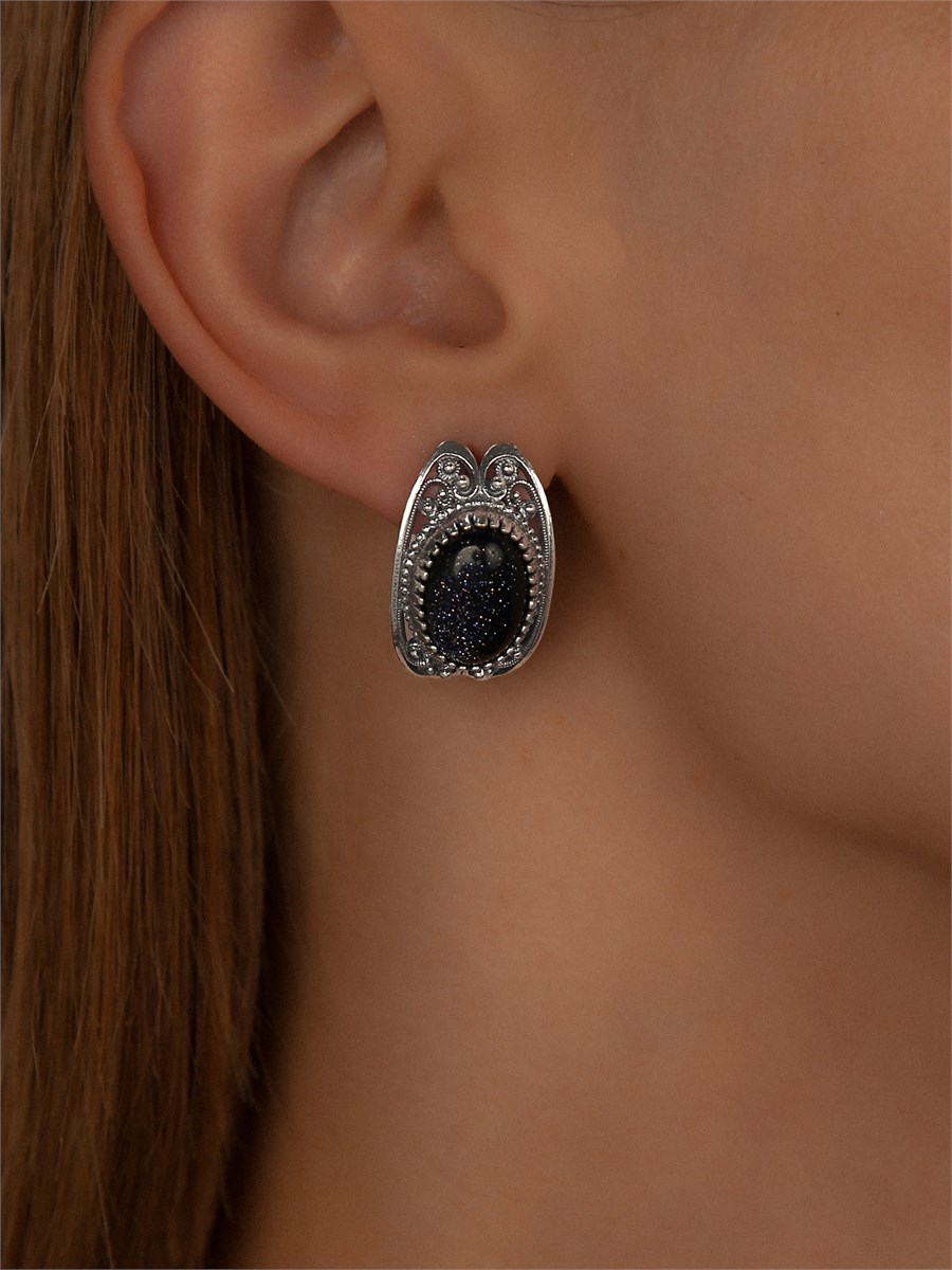 Серьги из серебра с авантюрином 2357