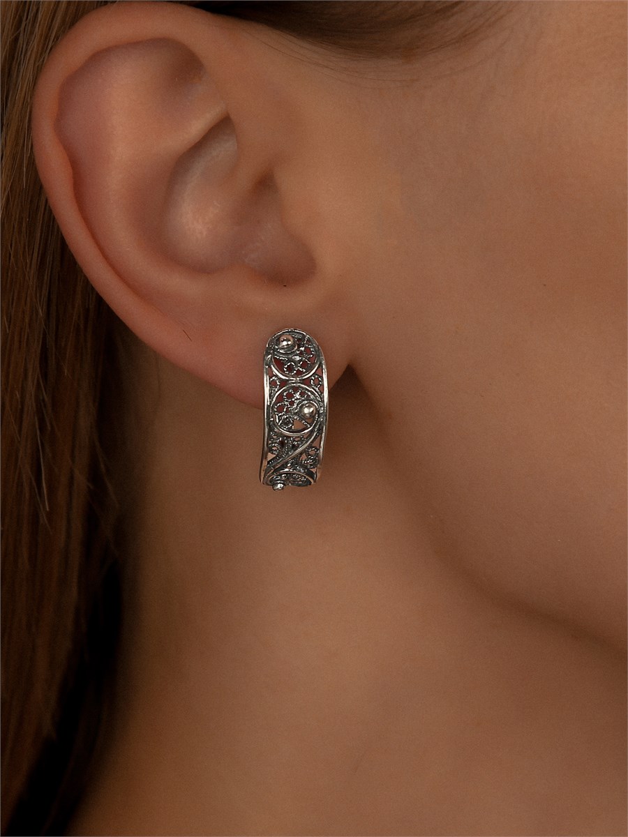 Серьги из серебра с филигранью 2364