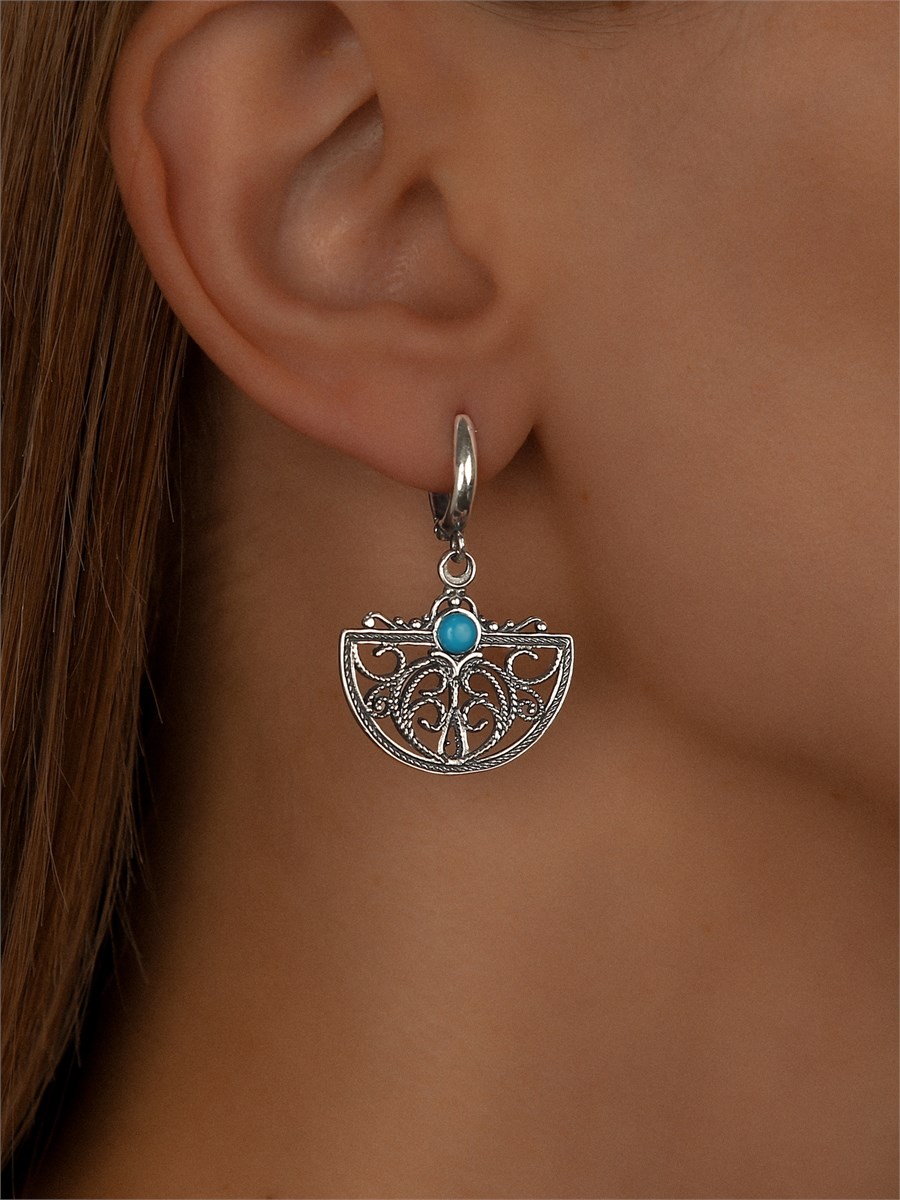 Серьги из серебра с бирюзой 2423