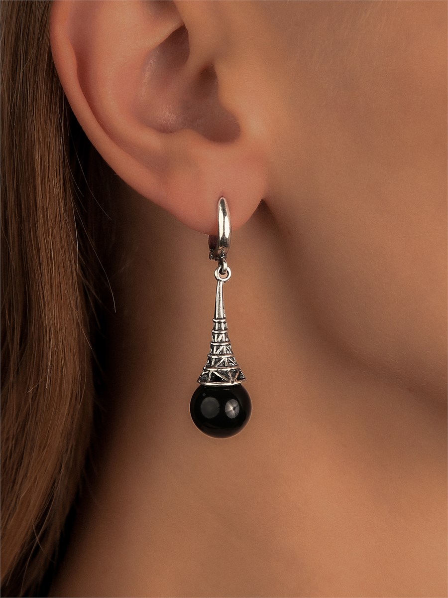 Серьги из серебра с агатом 2428