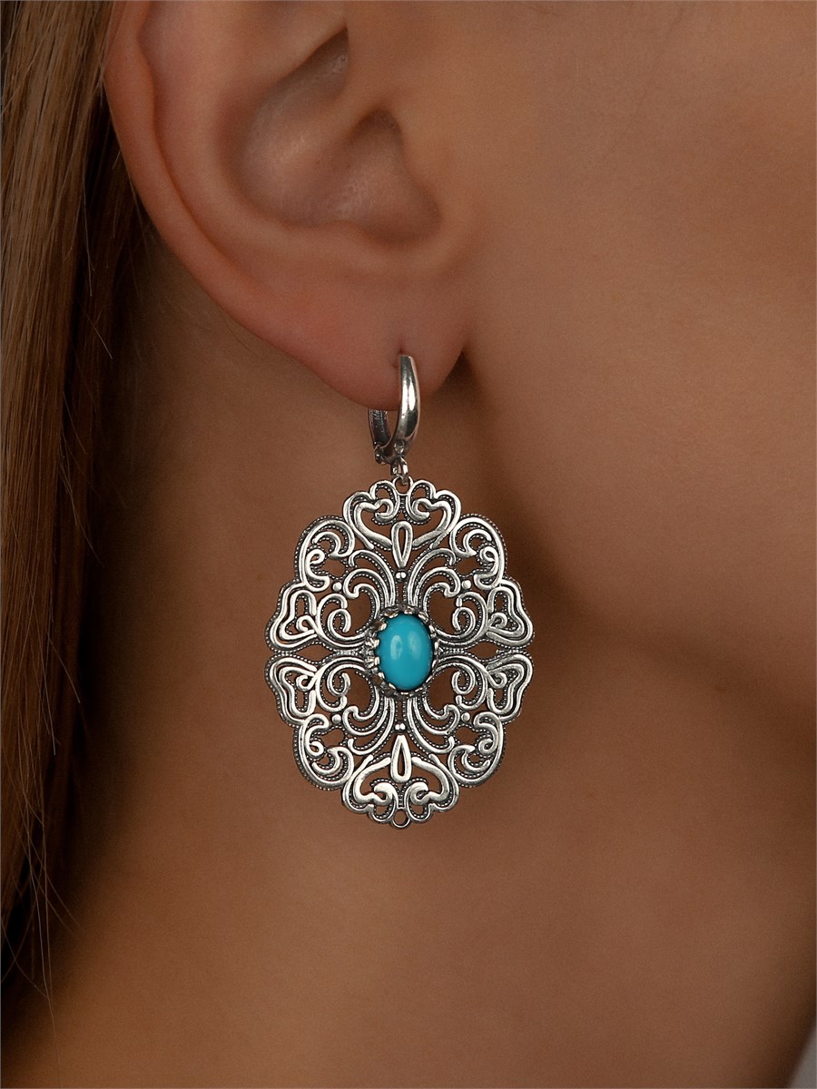 Серьги из серебра с бирюзой 2445