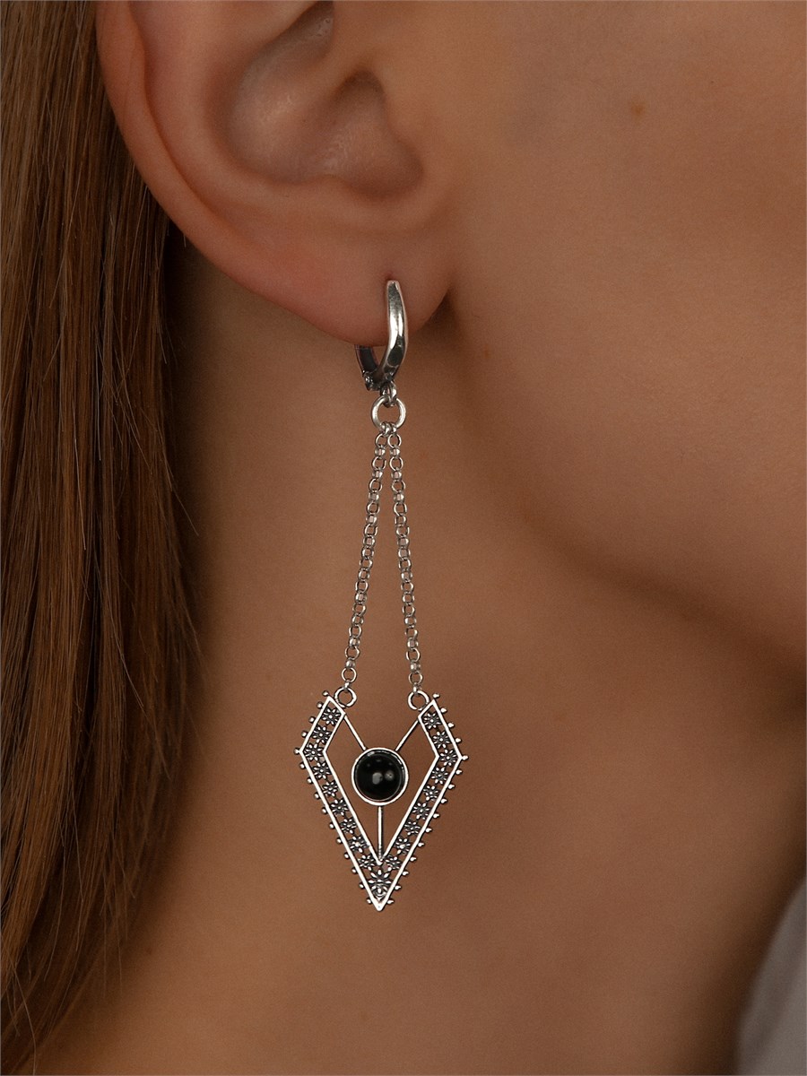 Серьги из серебра с агатом 2437