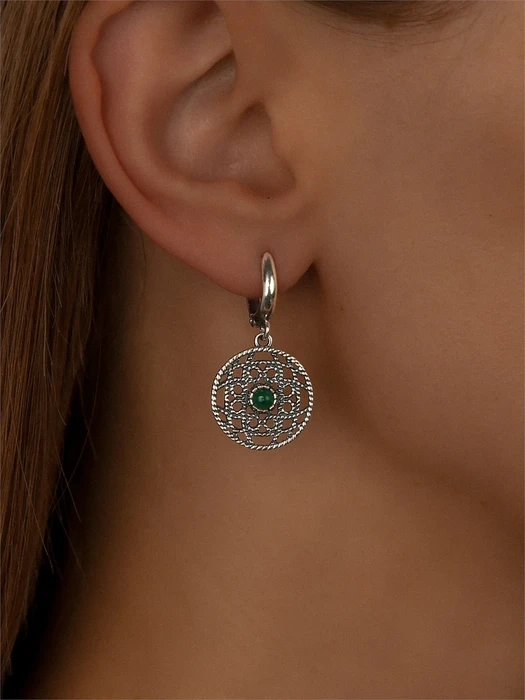 Серьги из серебра с хризопразом 2451