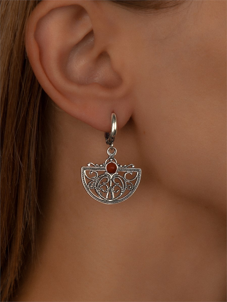 Серьги из серебра с кораллом 2460