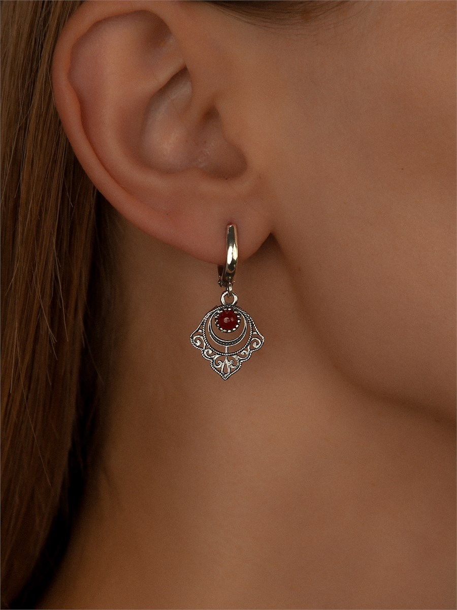Серьги из серебра с сердоликом 2960