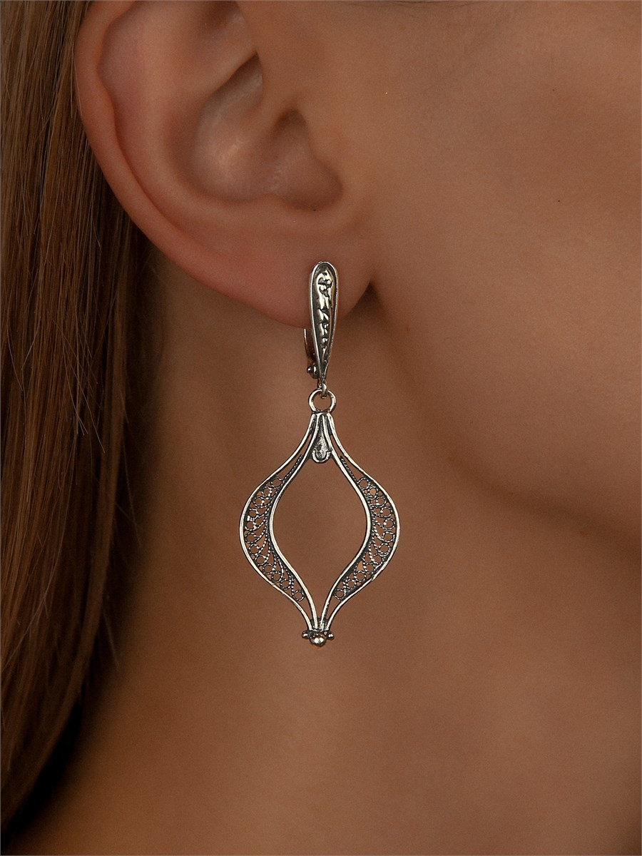 Серьги из серебра с филигранью 3105
