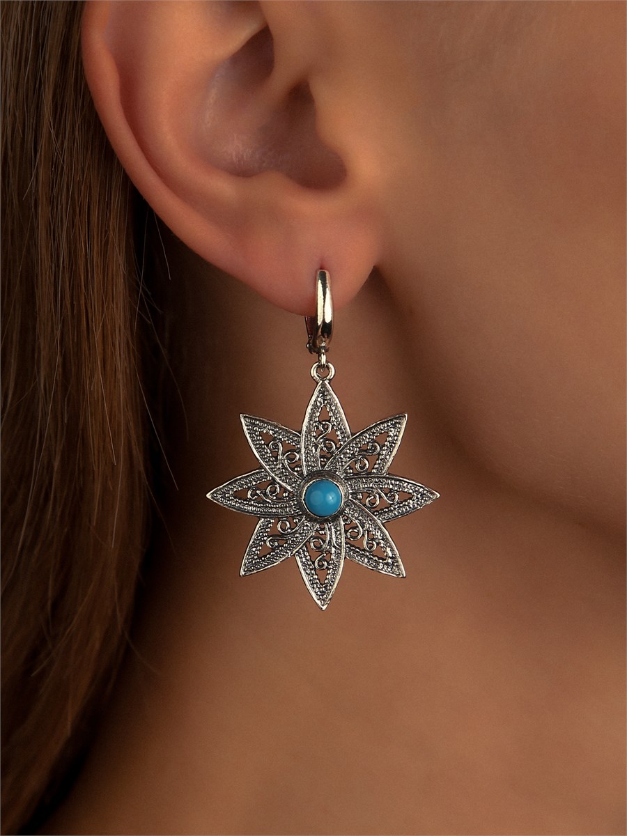 Серьги из серебра с бирюзой 3120