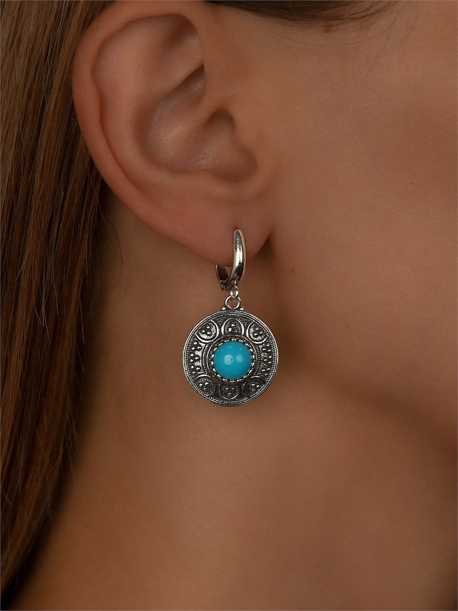 Серьги из серебра с бирюзой 3126