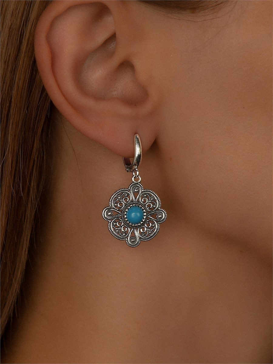 Серьги из серебра с бирюзой 3127