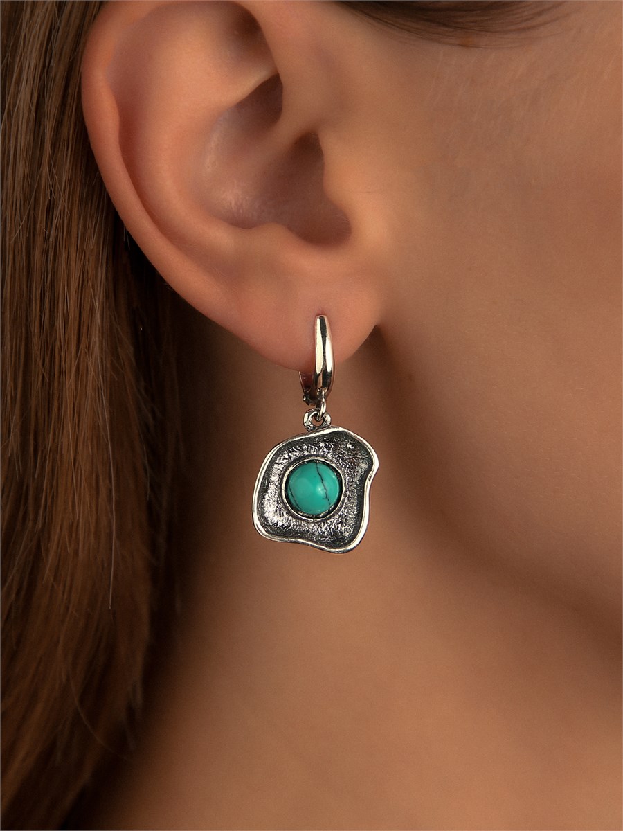 Серьги из серебра с бирюзой 3130