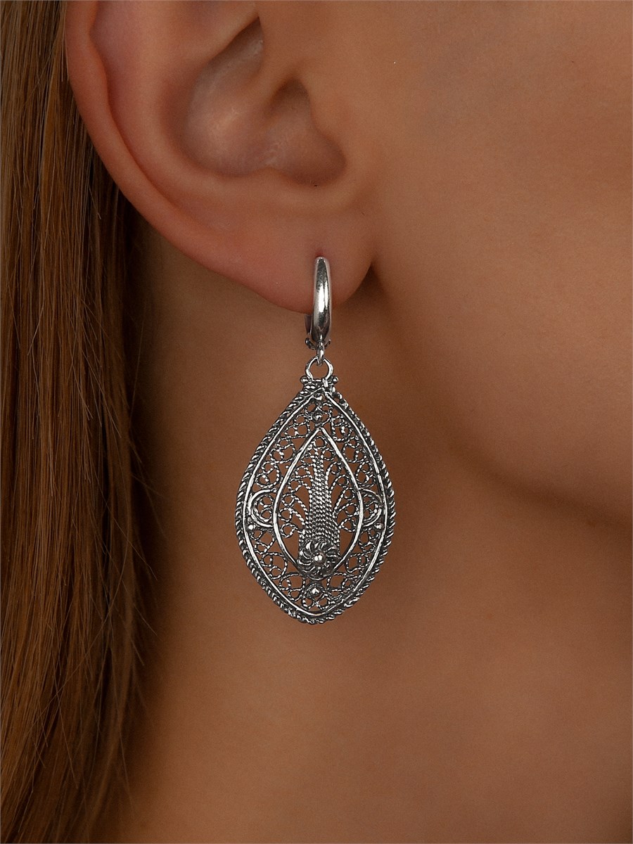 Серьги из серебра с филигранью 3163