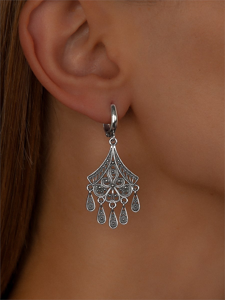 Серьги из серебра с филигранью 3170