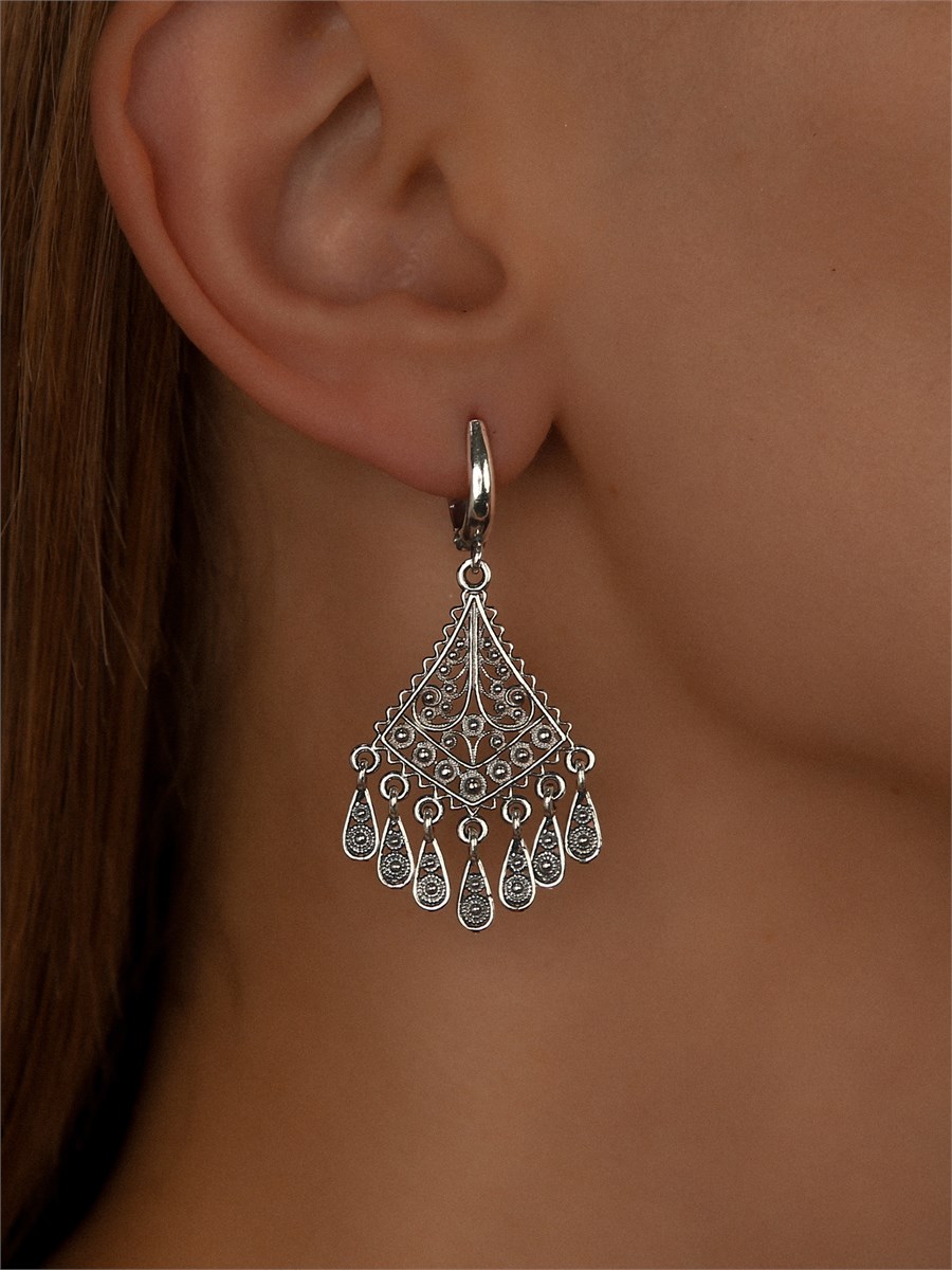 Серьги из серебра с филигранью 3171