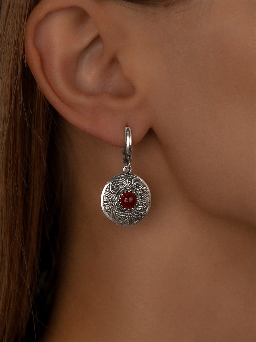 Серьги из серебра с сердоликом 2353