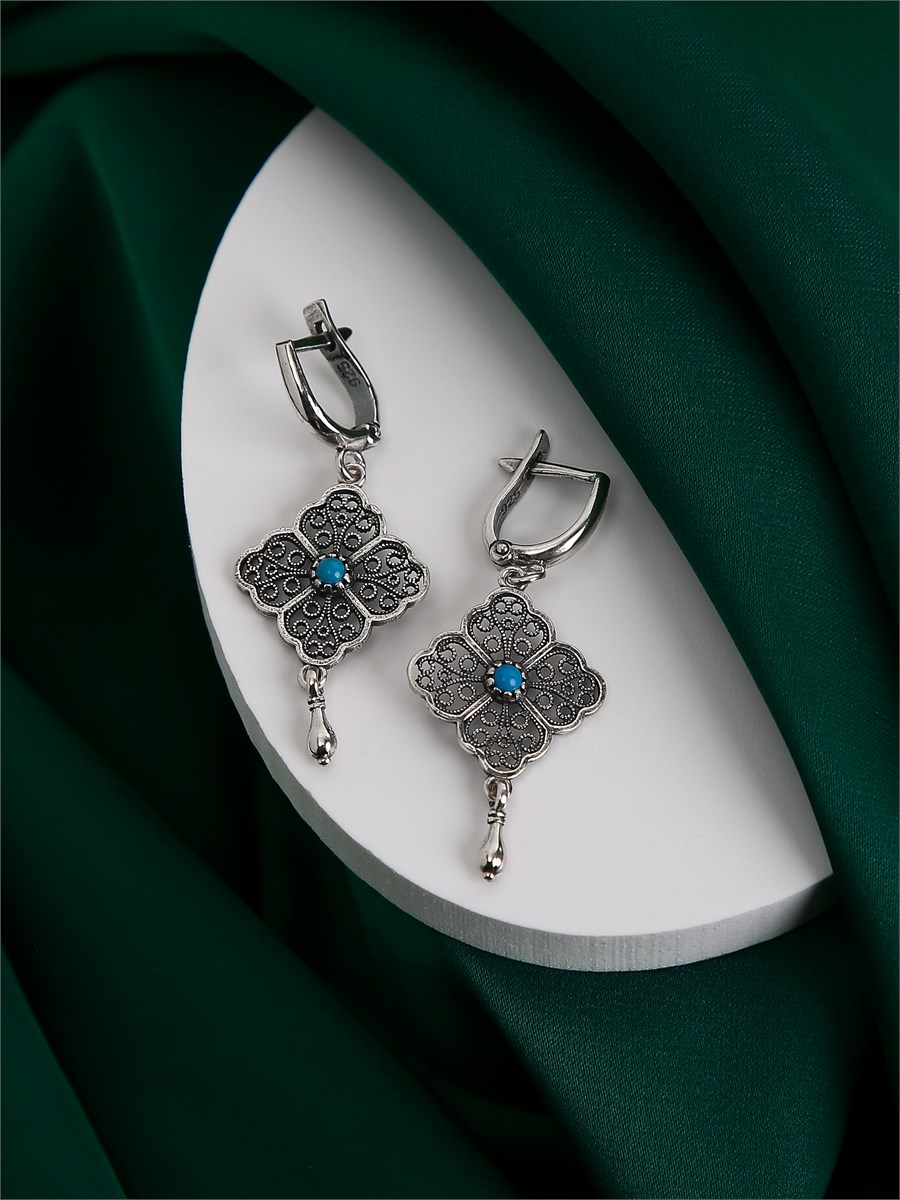 Серьги из серебра с бирюзой 3289