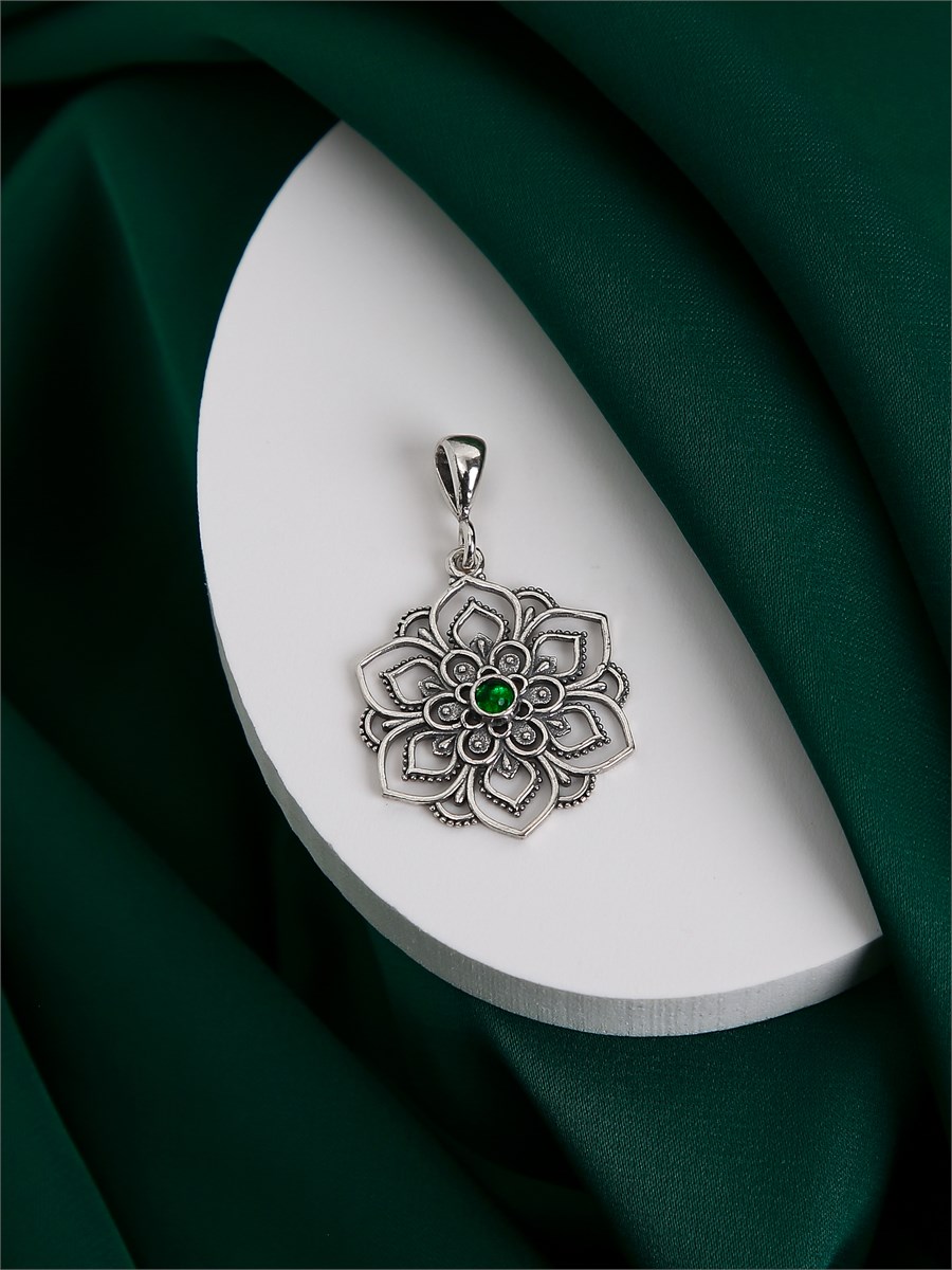 Кулон из серебра с хризопразом 3297