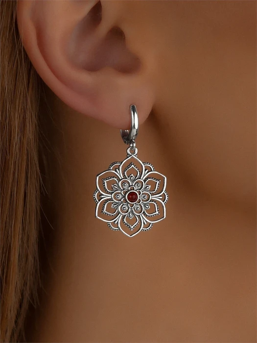 Серьги из серебра с сердоликом 3294