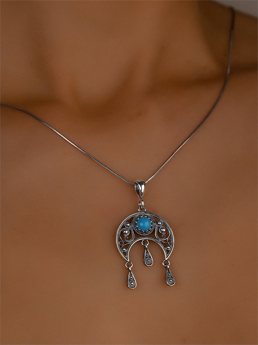Кулон из серебра с бирюзой 2792