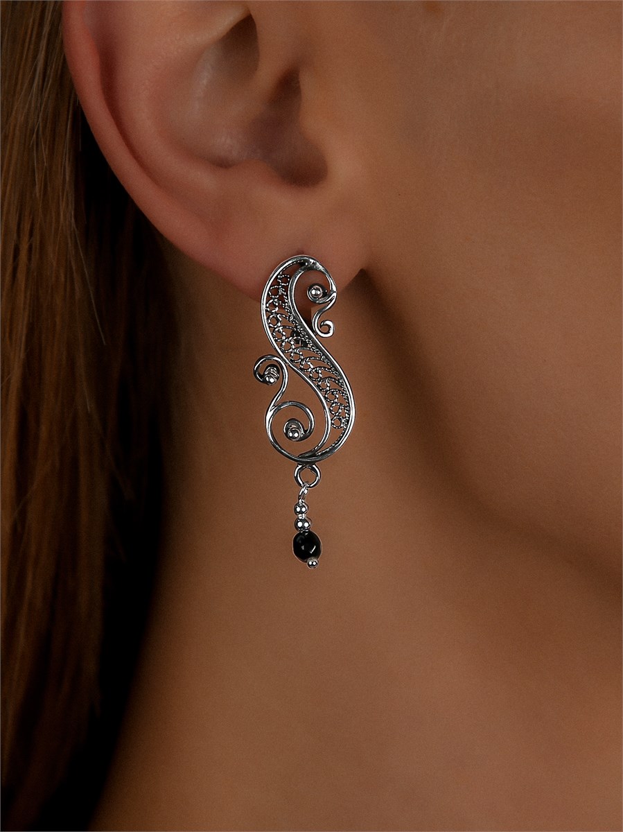 Серьги из серебра с агатом 3243