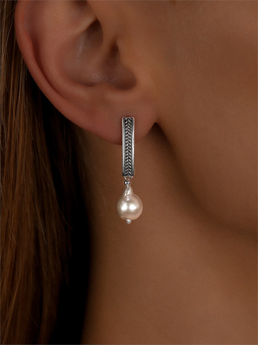 Серьги из серебра с барочным жемчугом 3245