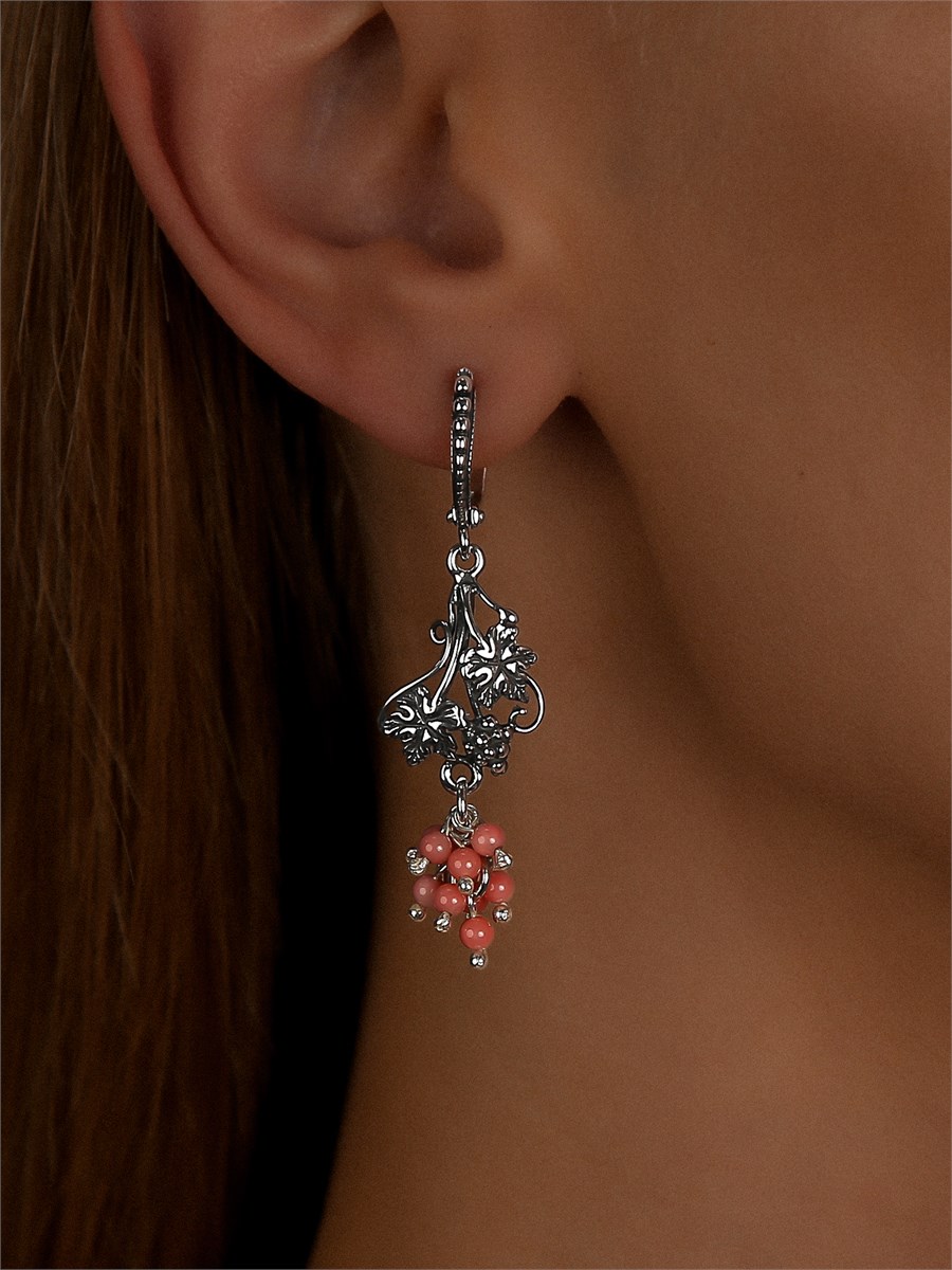 Серьги из серебра с кораллом 3247