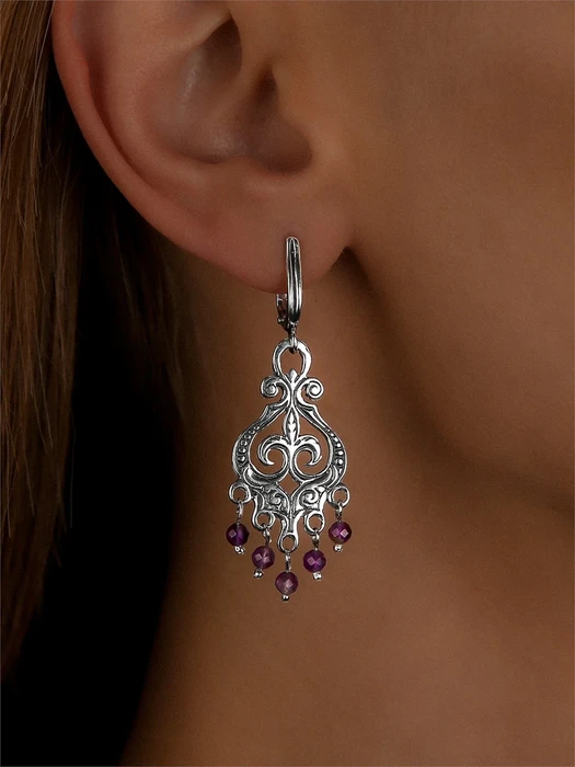 Серьги из серебра с аметистом 3251
