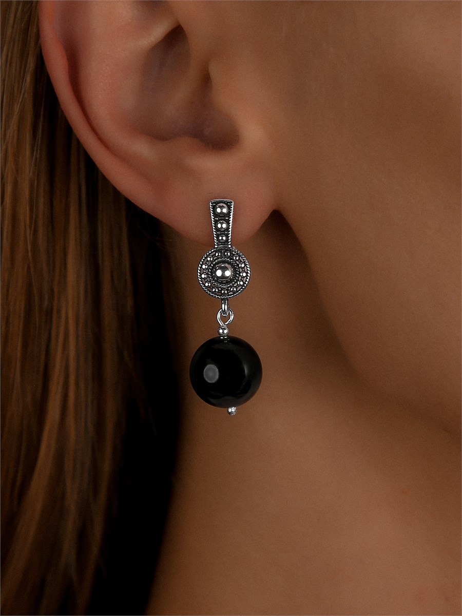 Серьги из серебра с агатом 3266