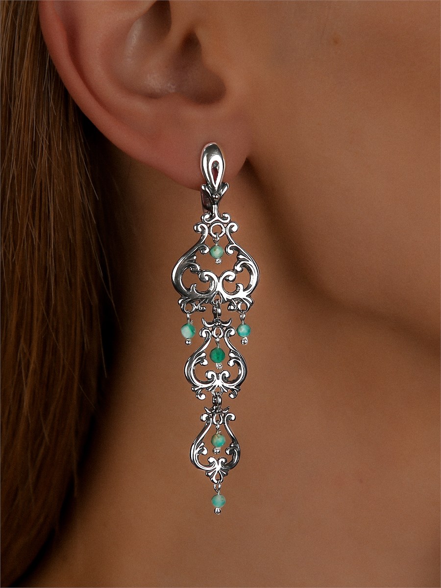 Серьги из серебра с амазонитом 3269