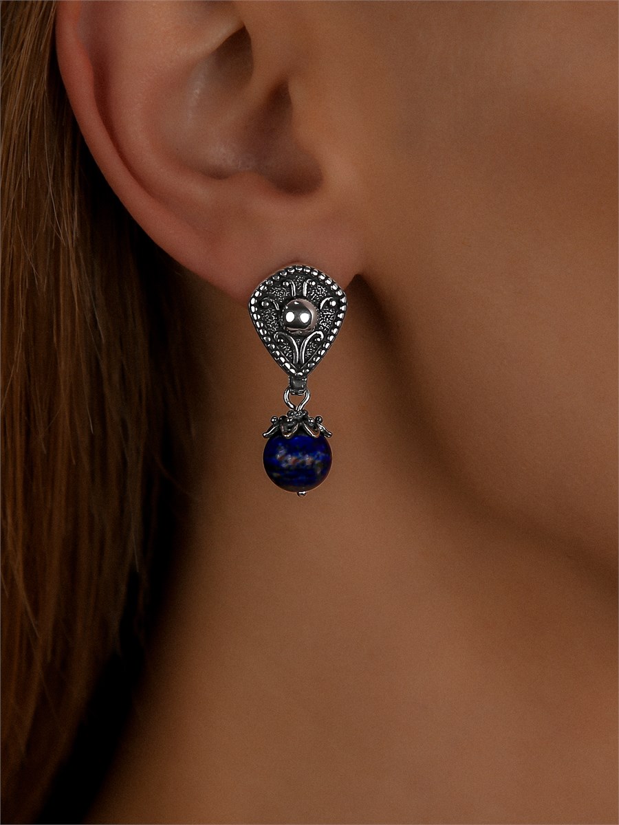 Серьги из серебра с лазуритом 3273
