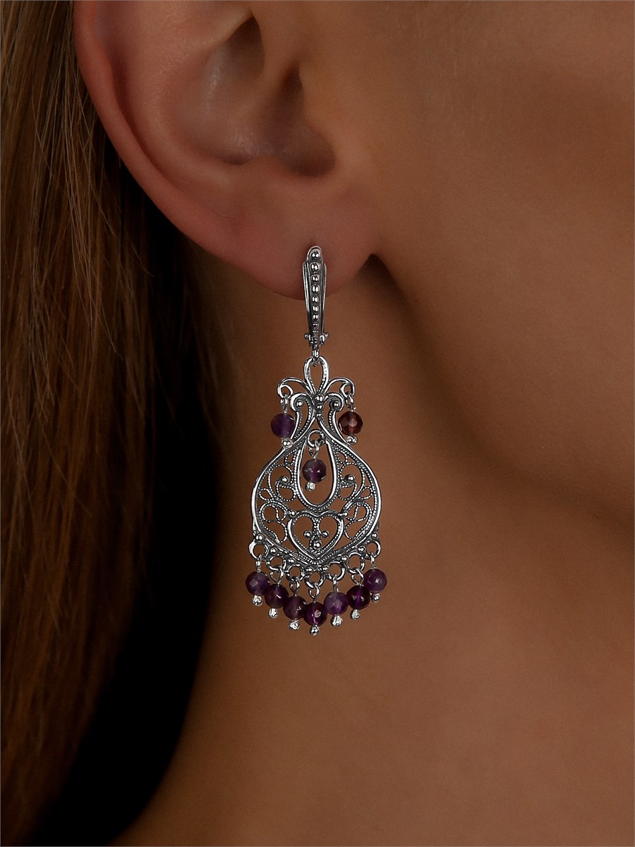 Серьги из серебра с аметистом 3275