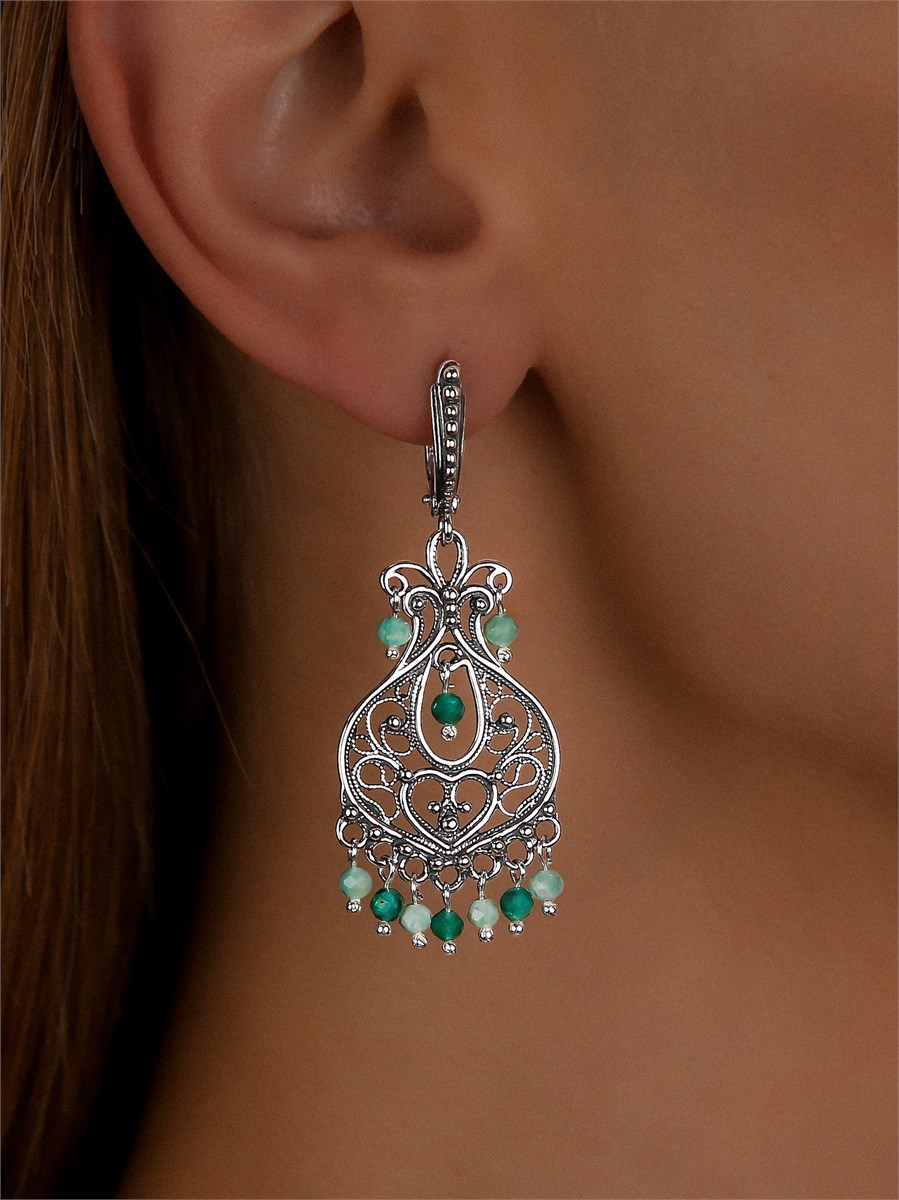 Серьги из серебра с амазонитом 3276