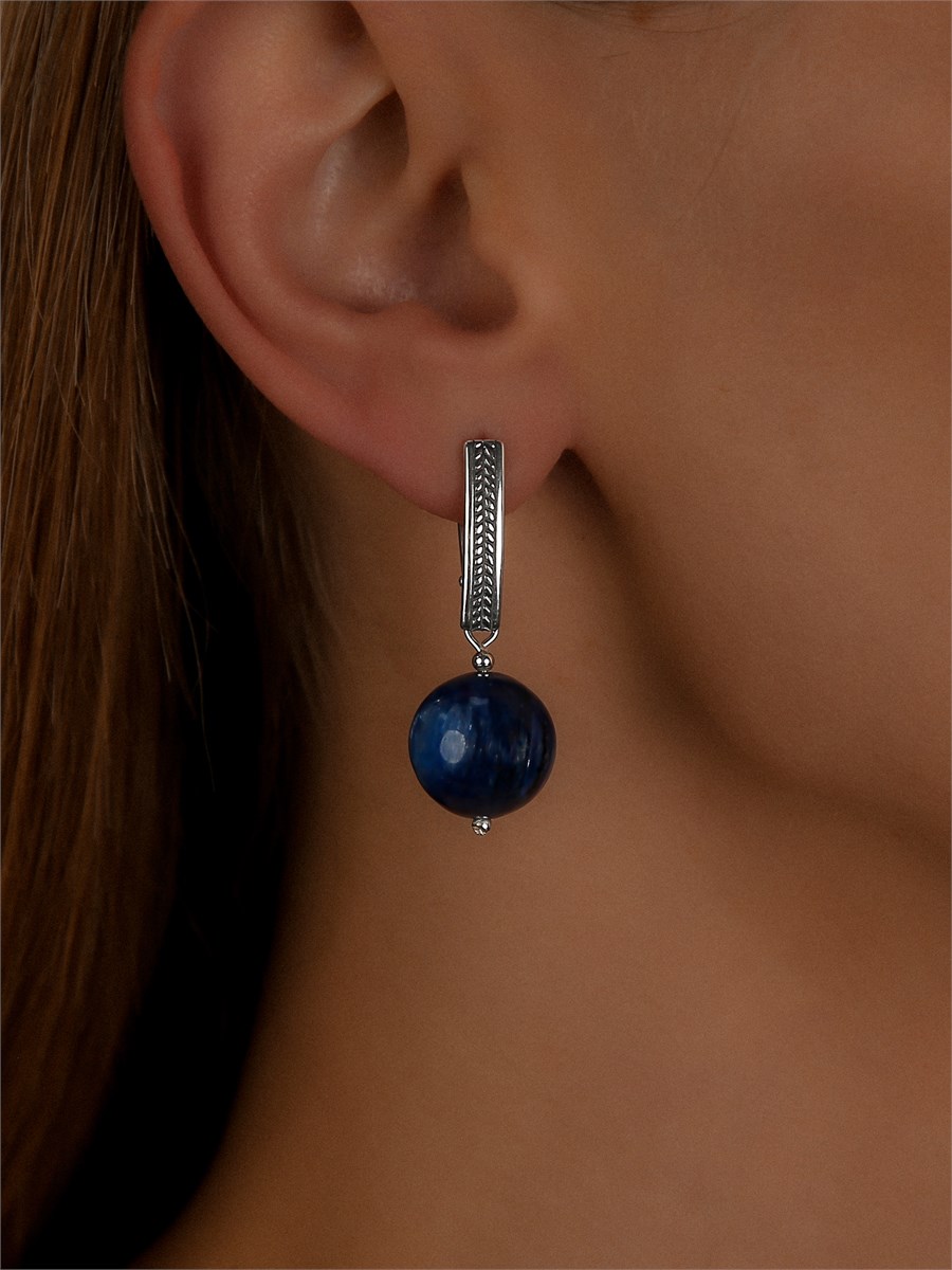 Серьги из серебра с кианитом 3280