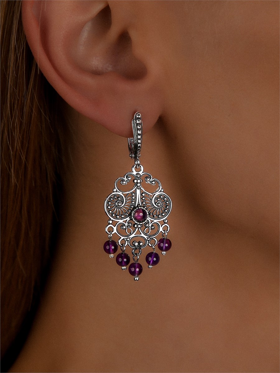 Серьги из серебра с аметистом 3281