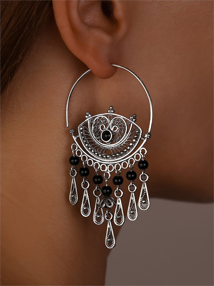 Серьги из серебра с агатом 1878