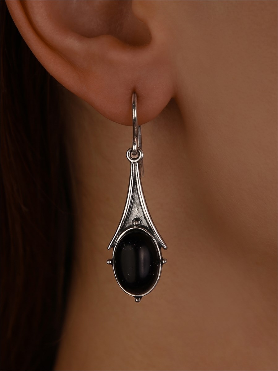 Серьги из серебра с агатом 1977