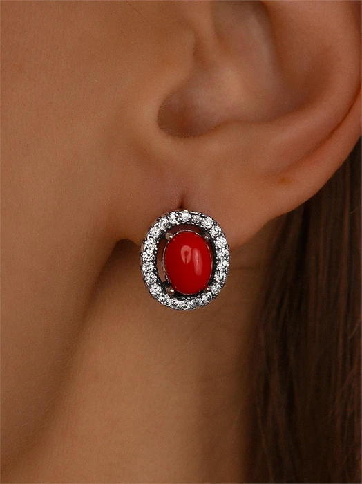 Серьги из серебра с кораллом 3506