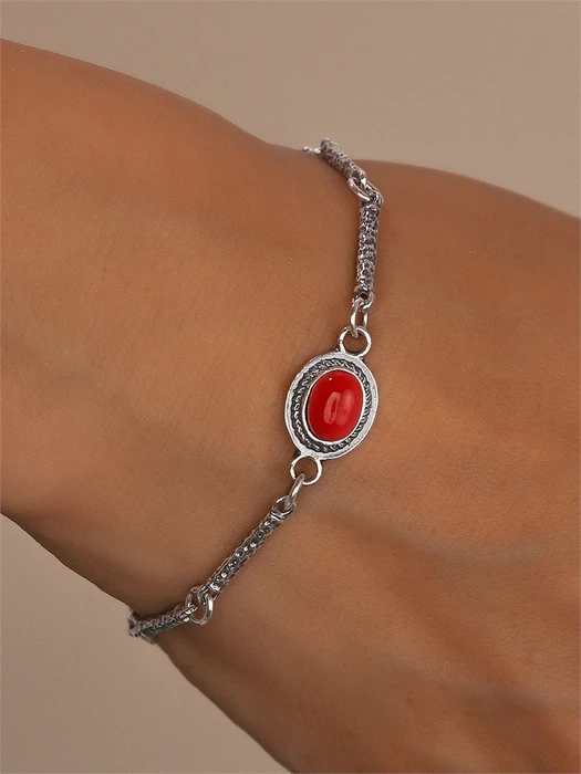 Браслет из серебра с кораллом 3511
