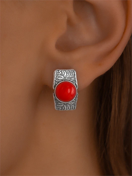 Серьги из серебра с кораллом 3544