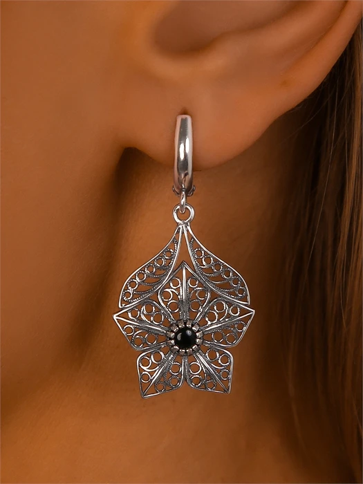 Серьги из серебра с агатом 4034